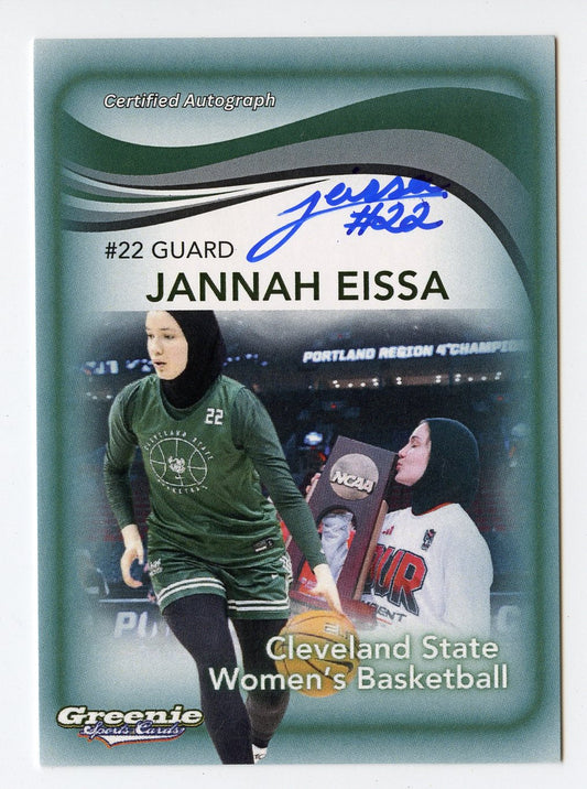 JANNAH EISSA Certified Autograph Trading Card 2024 Greenie Sports Cards NIL Trading Card