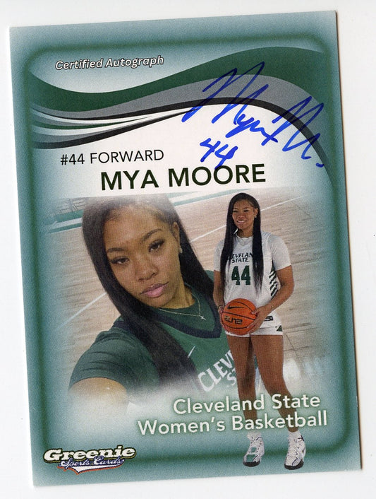 MYA MOORE Certified Autograph Trading Card 2024 Greenie Sports Cards NIL Trading Card