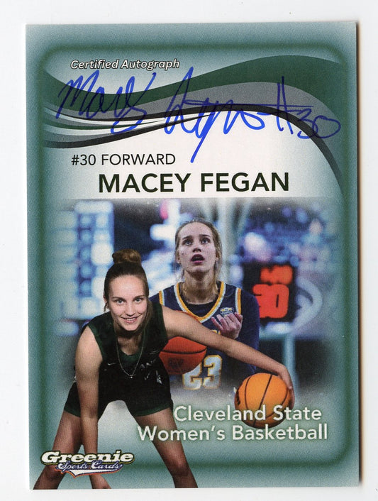 MACEY FEGAN Certified Autograph Trading Card 2024 Greenie Sports Cards NIL Trading Card