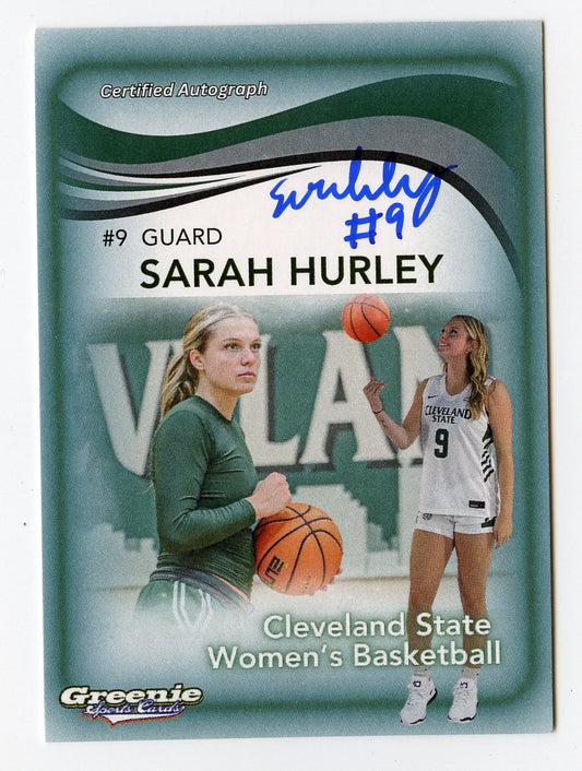 SARAH HURLEY Certified Autograph Trading Card 2024 Greenie Sports Cards NIL Trading Card