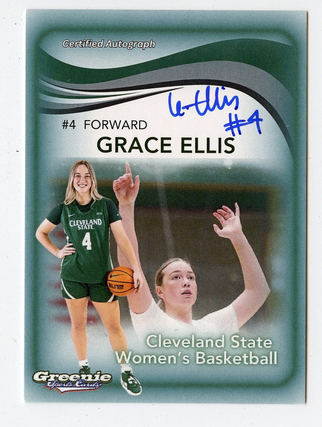 GRACE ELLIS Certified Autograph Trading Card 2024 Greenie Sports Cards NIL Trading Card