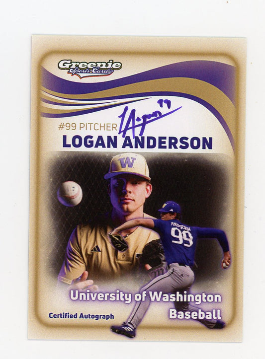 LOGAN ANDERSON Certified Autograph Trading Card 2025 Greenie Sports Cards NIL Trading Card