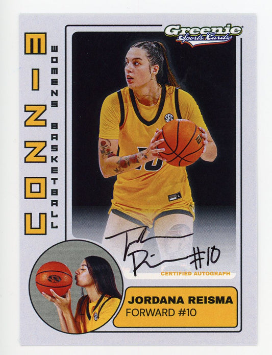 JORDANA REISMA Certified Autograph Trading Card 2025-26 Greenie Sports Cards NIL Trading Card